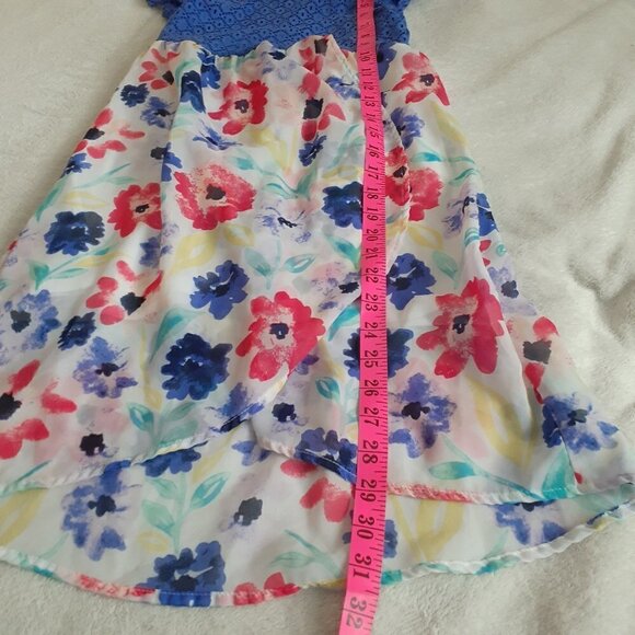 Wonder Nation Girl's Size M (7-8) Blue White Floral Lace Sheer Dress - Picture 10 of 10